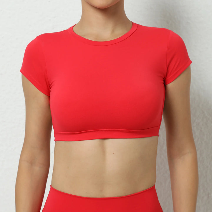 Crop top sportowy z krótkim rękawkiem