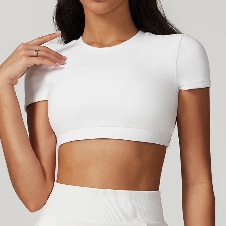 Crop top z krótkim rękawkiem