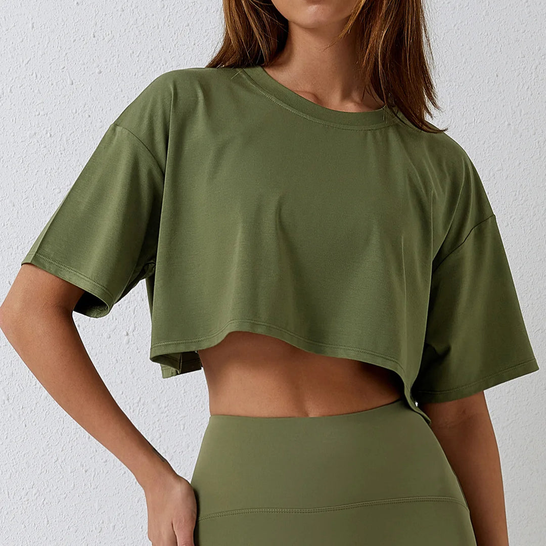 Luźny crop top sportowy