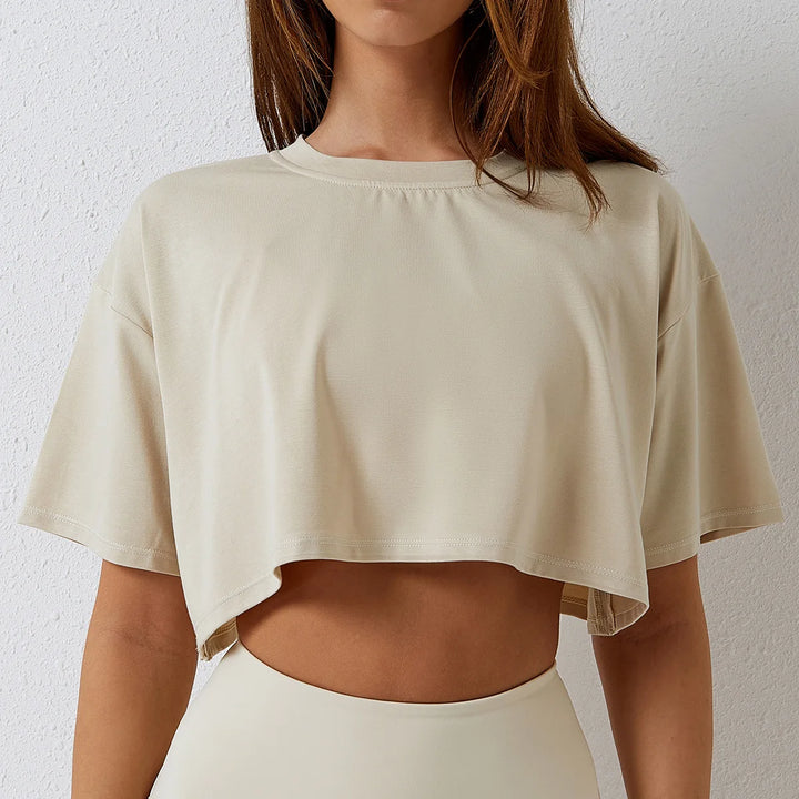 Luźny crop top sportowy