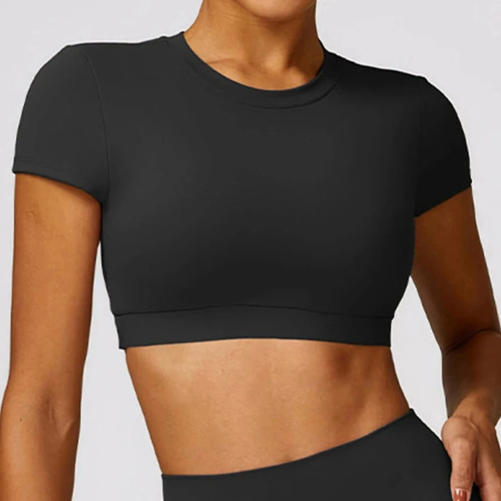 Crop top z krótkim rękawkiem